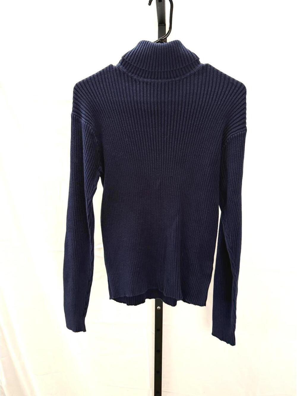 Polo Ralph Lauren Equestrian Navy Blue Ribbed Turtleneck Sweater Women Medium
